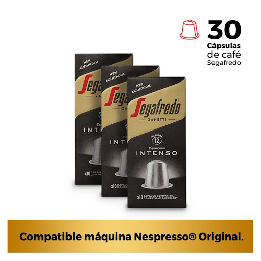 Set 30 Cápsulas Café INTENSO Segafredo - Compatible Máquina Nespresso® Original Segafredo Zanetti Display Empaque Individual x 30 CAPSULAS Segafredo presenta ESPRESSO INTENSO, elaborado con una mezcla de café Arábica procedente de Sudamérica y África. 
Ideal para preparar un espresso con un sabor pleno e intrigante, con notas de chocolat