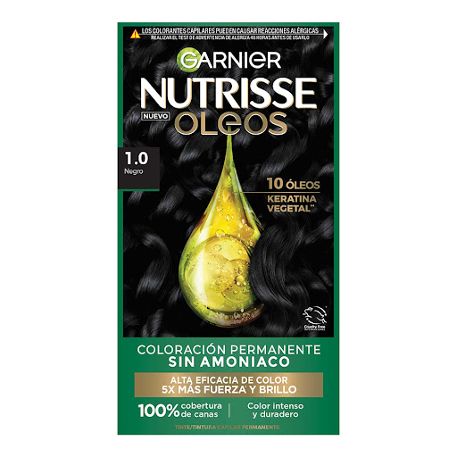 Tintura Garnier Nutrisse Oleos Tono 1.0 Negro x 160 ml