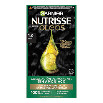 Tintura Garnier Nutrisse Oleos Tono 1.0 Negro x 160 ml  