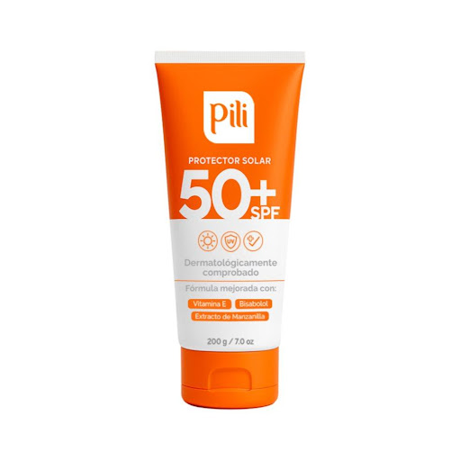 PROTECTOR SOLAR PILI X 200 G SPF 50+ PILI COLAPSIBLE  x 1 UND PROTECTOR SOLAR SPF 50+ Barrera protectora ante los rayos UV, su fórmula enriquecida con ingredientes naturales permite nutrir y humectar la piel mientras la protege de factores externos y de daños ca