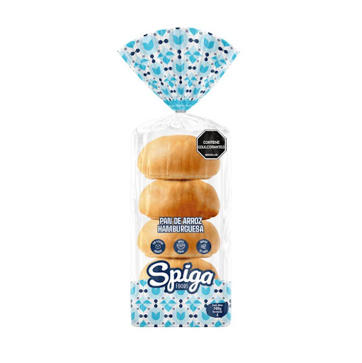 Pan Hamburguesa de Arroz con Masa Madre Spiga Foods x4 Spiga Foods Bolsa x 4 und Pan a base de harina de arroz, sin azúcar añadido, bajo en grasa, bajo en sodio, vegano. Con masa madre natural. Saludable.