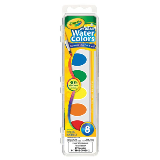 Paleta Crayola Acuarable Water Colors Colores Básicos x 8 und 