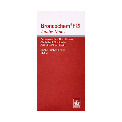 Broncochem F Dextrometorfano + Clenbuterol + Cetirizina 400mg/0,2mg/36mg Siegfried Niños x 120 ml