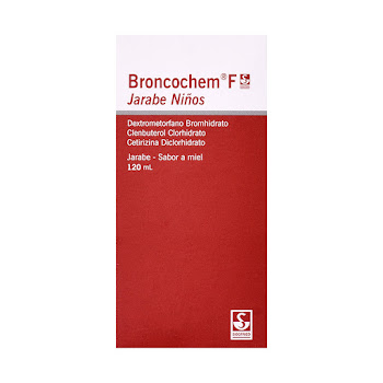 Broncochem F Dextrometorfano + Clenbuterol + Cetirizina 400mg/0,2mg/36mg Siegfried Niños x 120 ml  