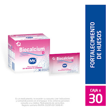 Biocalcium D Calcio Carbonato + Vitamina D3 500 mg MK Caja x 30 Sobres  