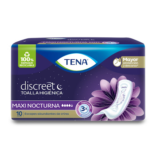 Toallas Higiénicas Tena Discreet Maxi Nocturna Paquete x 10 und