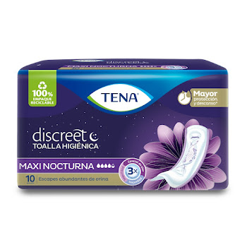 Toallas Higiénicas Tena Discreet Maxi Nocturna Paquete x 10 und  