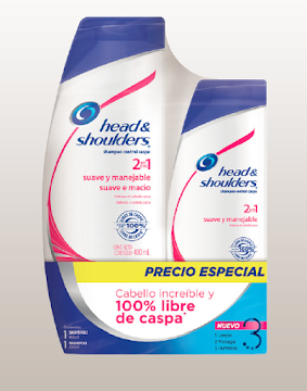 //OFT SHAMPOO HEAD & SHOULDERS SUAVE Y MANEJABLE X 400ML + SHAMPOO X 2  