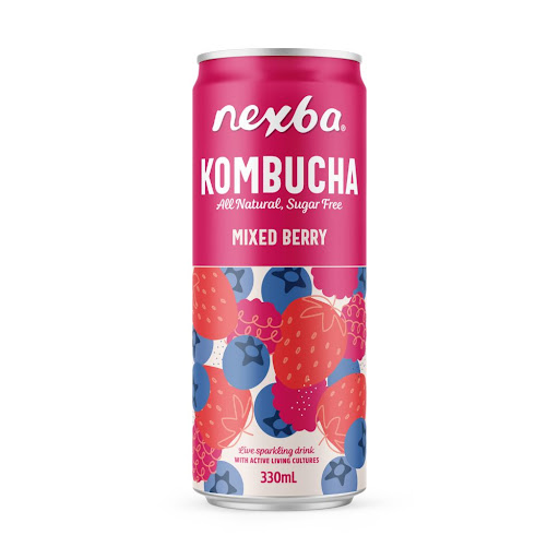 Kombucha Nexba Frutos Rojos Lata x 330 ml