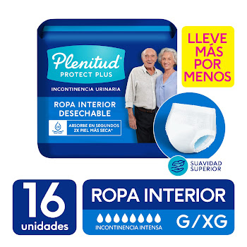 Ropa Interior Desechable Adulto Plenitud Protect Plus G/XG x 16 und  