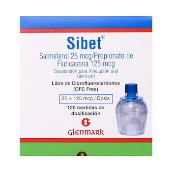 Sibet Salmeterol + Fluticasona 25mg/125mcg Glenmark Inhalador x 120 Dosis  