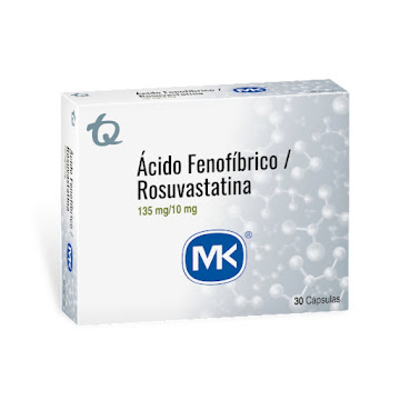 Ácido Fenofíbrico + Rosuvastatina 135mg/10mg MK Caja x 30 Cápsulas  