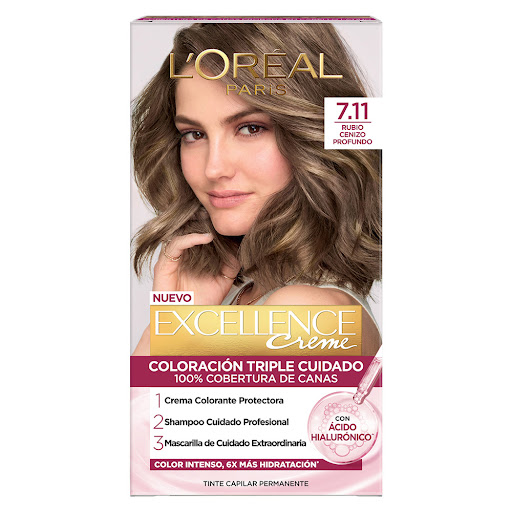 Kit Tinte Loreal Excellence Creme Rubio Ceniza 7.11 x 1 und