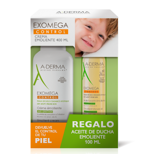 Kit A-Derma Exomega Control Crema Emoliente x 400 ml + Aceite De Ducha Emoliente x 100 ml