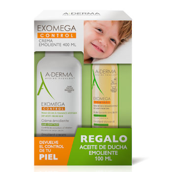Kit A-Derma Exomega Control Crema Emoliente x 400 ml + Aceite De Ducha Emoliente x 100 ml  