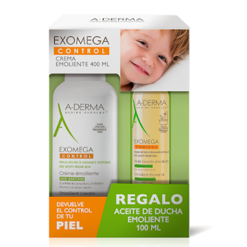 Kit A-Derma Exomega Control Crema Emoliente x 400 ml + Aceite De Ducha Emoliente x 100 ml  