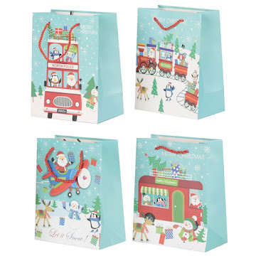 Bolsa De Regalo Navideña Mays Azul Pequeña Surtida x 1 und  