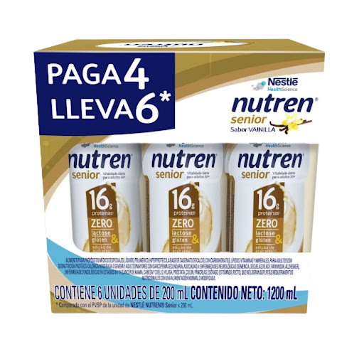 Alimento Nutren Senior Vainilla Nestle Paga 4 Lleva 6 x 200 ml