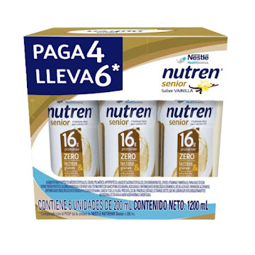 Alimento Nutren Senior Vainilla Nestle Paga 4 Lleva 6 x 200 ml  