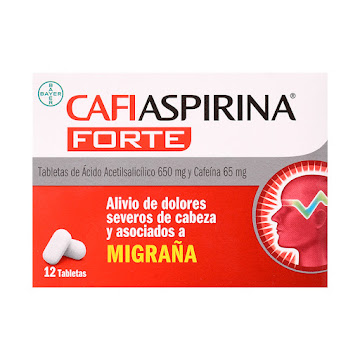 Cafiaspirina Forte Ácido Acetilsalicílico 650mg/65mg Bayer Caja x 12 Tabletas  