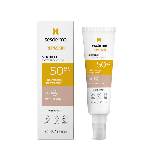 //Fotoprotector Repaskin Facial Toque Seda Color Spf 50 Sesderma x 50Ml