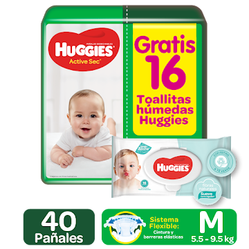 Pañales Huggies Active Sec Etapa 2 Talla M x 40 und  