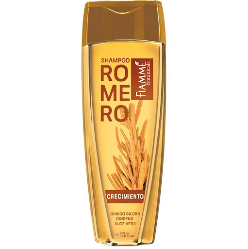 Shampoo con romero x 400ml Fiamme 400 x 1 Previene la caída, favorece el crecimiento, controla la grasa y aporta suavidad. Con romero, ginko biloba y ginseng. Contiene pétalos de aloe vera
