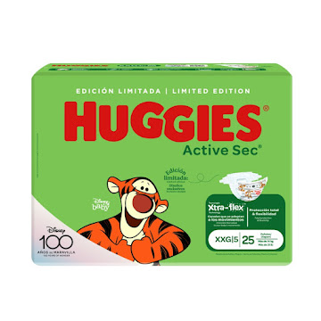 //Panales Huggies Active Sec Etapa 5/XXG x 25 und  