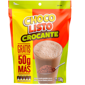 Bebida En Polvo Chocolisto Crocante Extracontenido x 550 gr  