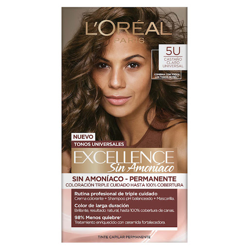 Tinte Loreal Excellence Nudes Sin Amoníaco Castaño Claro 5U Caja x 1 und