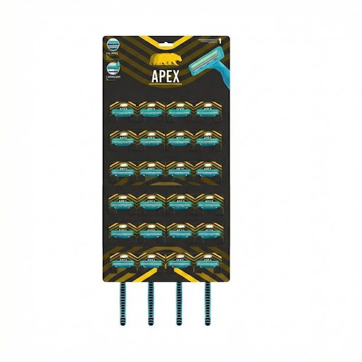 Cuchilla de Afeitar Desechable 2 Hojas Hombre 24 Unidades - Apex APEX Paquete x 24 La Cuchilla de Afeitar para Hombre de la marca APEX brinda un diseño para adaptarse cómodamente a la mano, lo que facilita el manejo durante el afeitado.

Modelo: Ristras
Empaque: Tarjeta colgante / R