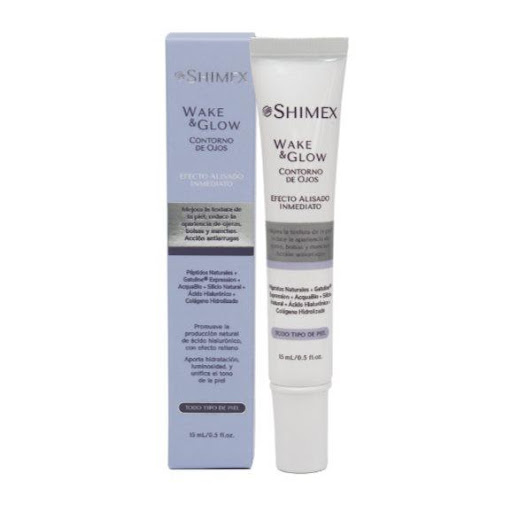 Wake & Glow - Contorno de ojos x 15 ml SHIMEX 15 ML x 1 El Wake & Glow Contorno de Ojos de Shimex, con efecto alisado inmediato, refresca, ilumina y revitaliza la mirada desde la primera aplicación. La piel del contorno es delicada, fina y propensa al cans