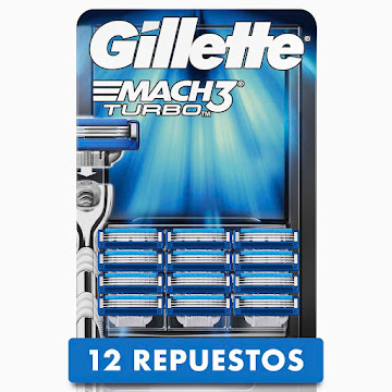 Repuestos de Afeitar Gillete Mach3 Turbo Blíster x 12 und  