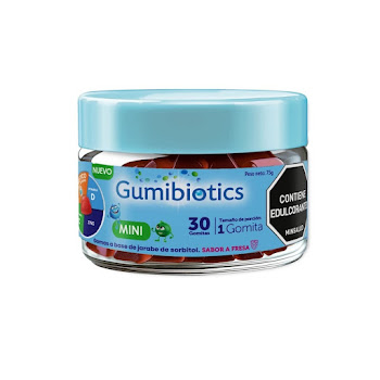 Gomas Gumibiotics con Probióticos, Vitamina C, D Y Zinc Sabor Fresa Frasco x 30 und  