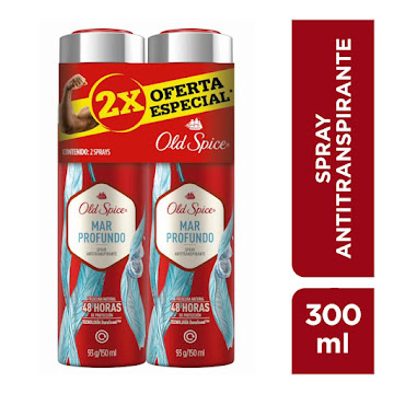 //Oferta Desodorante Antitranspirante Old Spice Spray Mar Profundo x 2Und de 150Ml c/u  