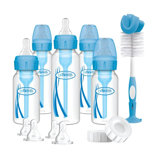 Set De Regalo Dr Browns Azul Big Dr Browns Set teteros x 1 Set de Regalo Dr. Brown’s Options+ Natural Flow con teteros de 120 y 250 ml, tetinas por etapas, tapas y cepillo. Sistema anticólicos clínicamente probado que reduce gases y cólicos, imita la lactanci