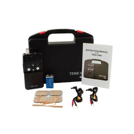TENS ANALOGO 3000 GMD  x 1 Dispositivo de electroestimulación diseñado para el alivio del dolor mediante impulsos eléctricos controlados. Cuenta con dos canales de salida y cuatro electrodos autoadhesivos, permitiendo una aplic