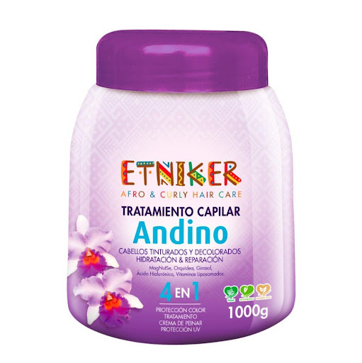 TRATAMIENTO ANDINO 1000gr ETNIKER 1000 x 1 MagNutSe, Orquídea, Girasol, Ácido Hialurónico, Vitaminas liposomadas, UNIÓN PERFECTA ENTRE LA TECNOLOGÍA Y LA NATURALEZA. Para cuidar los cabellos texturizados traemos nuestro TRATAMIENTO ANDINO MI T