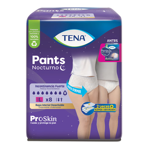 Ropa Interior Absorbente Tena Pants Nocturno L Paquete x 8 und