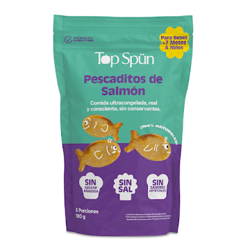 //Pescaditos de Salmón Top Spun 100% Saludable 7m+ x 6 und  