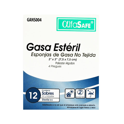 Gasa Alfa Trading   Estéril No Tejida 3X3 Caja X12 Sob X2Und.