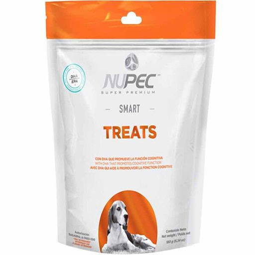 SNACK NUPEC C SMART 180 GR NUPEC  x 1 En Nupec estamos conscientes del enorme potencial de aprendizaje que tienen los caninos. Por ello hemos desarrollado un premio con ácidos grasos, Omega 3 (EPA/DHA) que contribuyen al mantenimiento de 