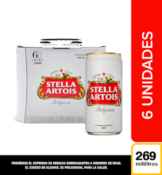 Cerveza Stella Artois 269 ml x 6 und  