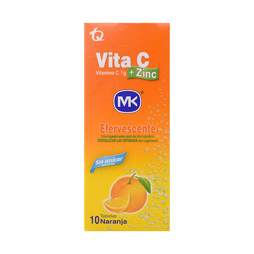 Vitamina C + Zinc 1 gr Sabor Naranja MK Frasco x 10 Tabletas