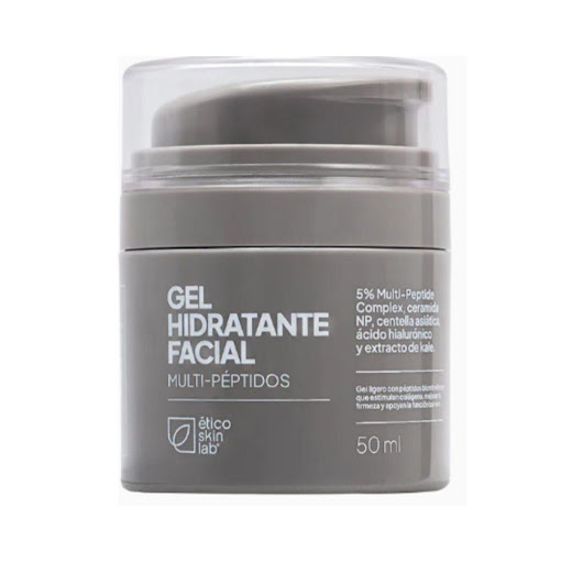 Gel Hidratante Facial Multi-péptidos Ceramida Etico Skin Lab Envase x 1 Gel hidratante facial ultra ligero y sin aceite con péptidos avanzados. Ayuda a mejorar firmeza, textura y elasticidad, mientras hidrata, calma y fortalece la barrera de la piel. Con efecto antiedad v