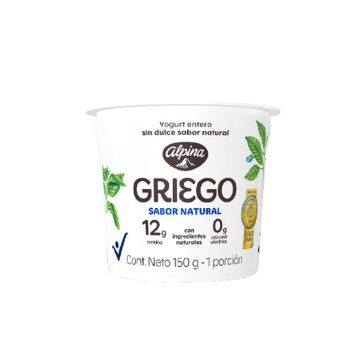 Yogurt Griego Alpina Sabor Natural Sin Azúcar x 150 gr