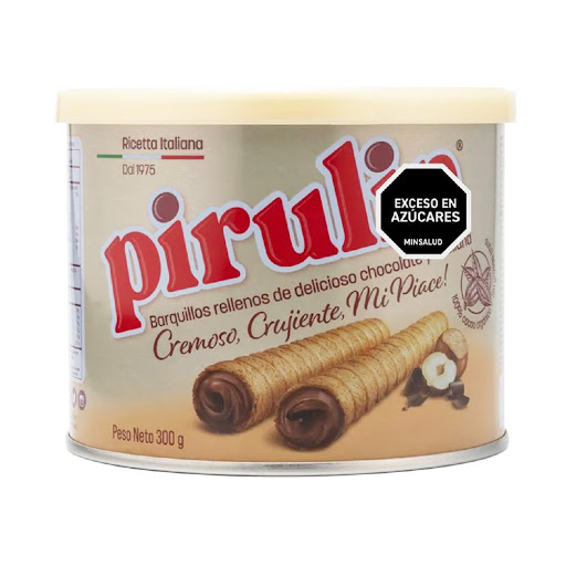 Barquillos Pirulin Rellenos De Chocolate Y Avellana Lata x 300 gr