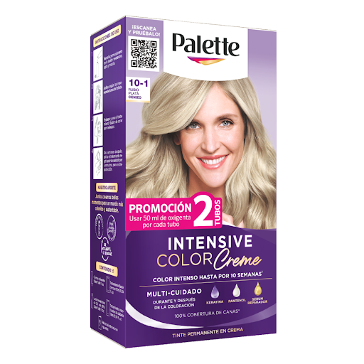 Tinte Palette Intensive Color Creme 10-1 Rubio Plata Cenizo Caja x 1 und