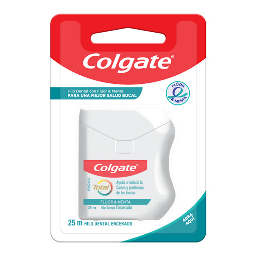 Seda Dental Colgate Total Encerado Flúor y Menta x 25 mts