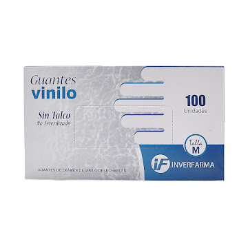 Guante Inverfarma Vinilo Transparente Talla M 71/2 x 100 und  